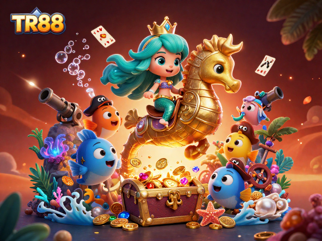 Experience thrilling action with TR88's captivating underwater casino-themed adventure featuring vibrant characters and rich rewards.