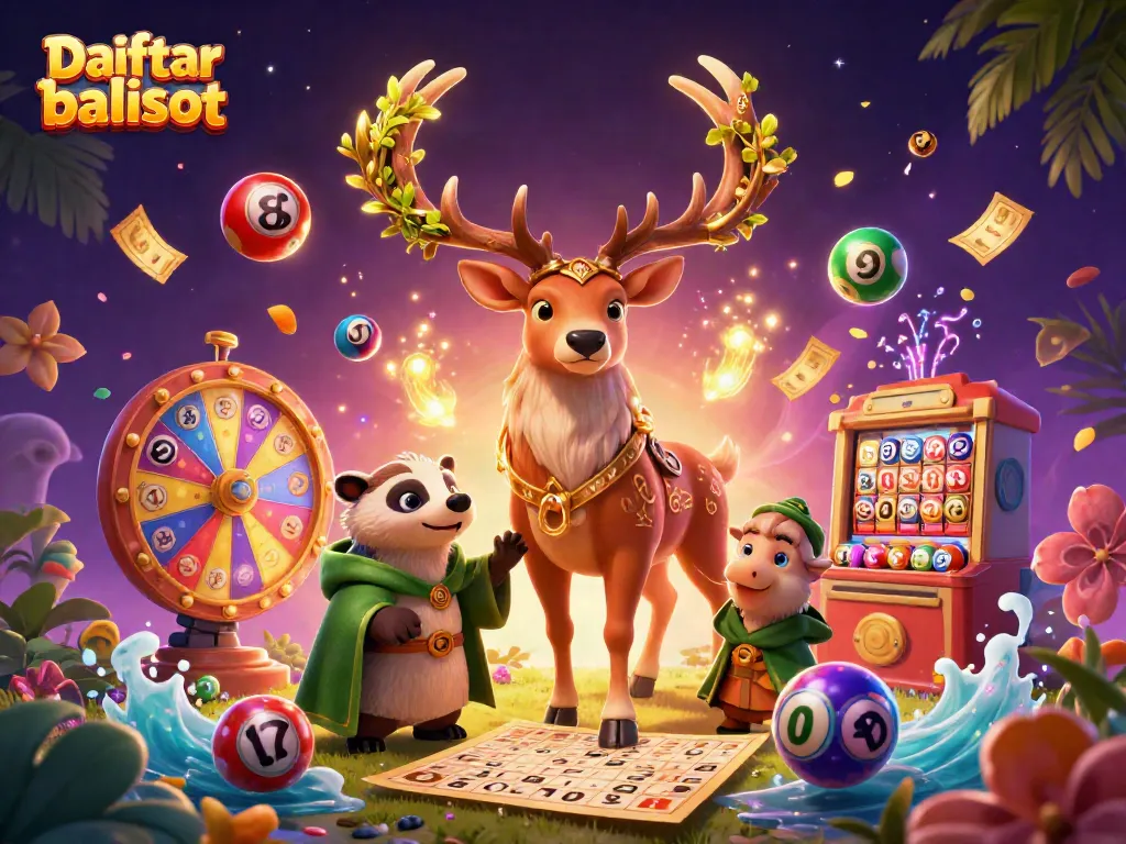 Experience the thrill of Daftar balisot with colorful lottery balls and exciting game elements in a vibrant illustration.