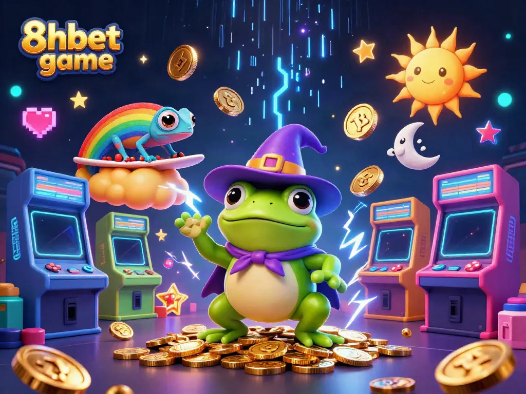 Experience the thrilling 8xbet game with vibrant 3D characters and casino elements.