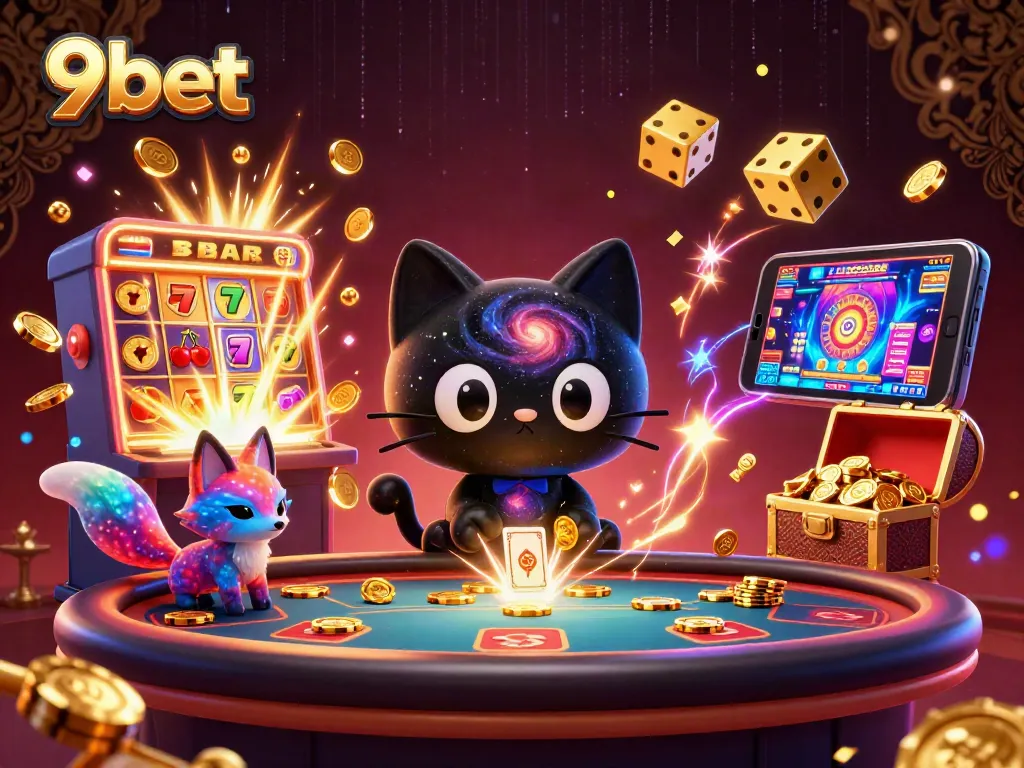 Win exciting jackpots at 9bet with enchanting cosmic casino characters and vibrant game elements.