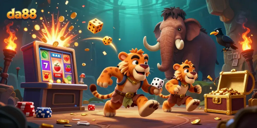 Play and win at da88 casino with a dynamic prehistoric scene full of excitement